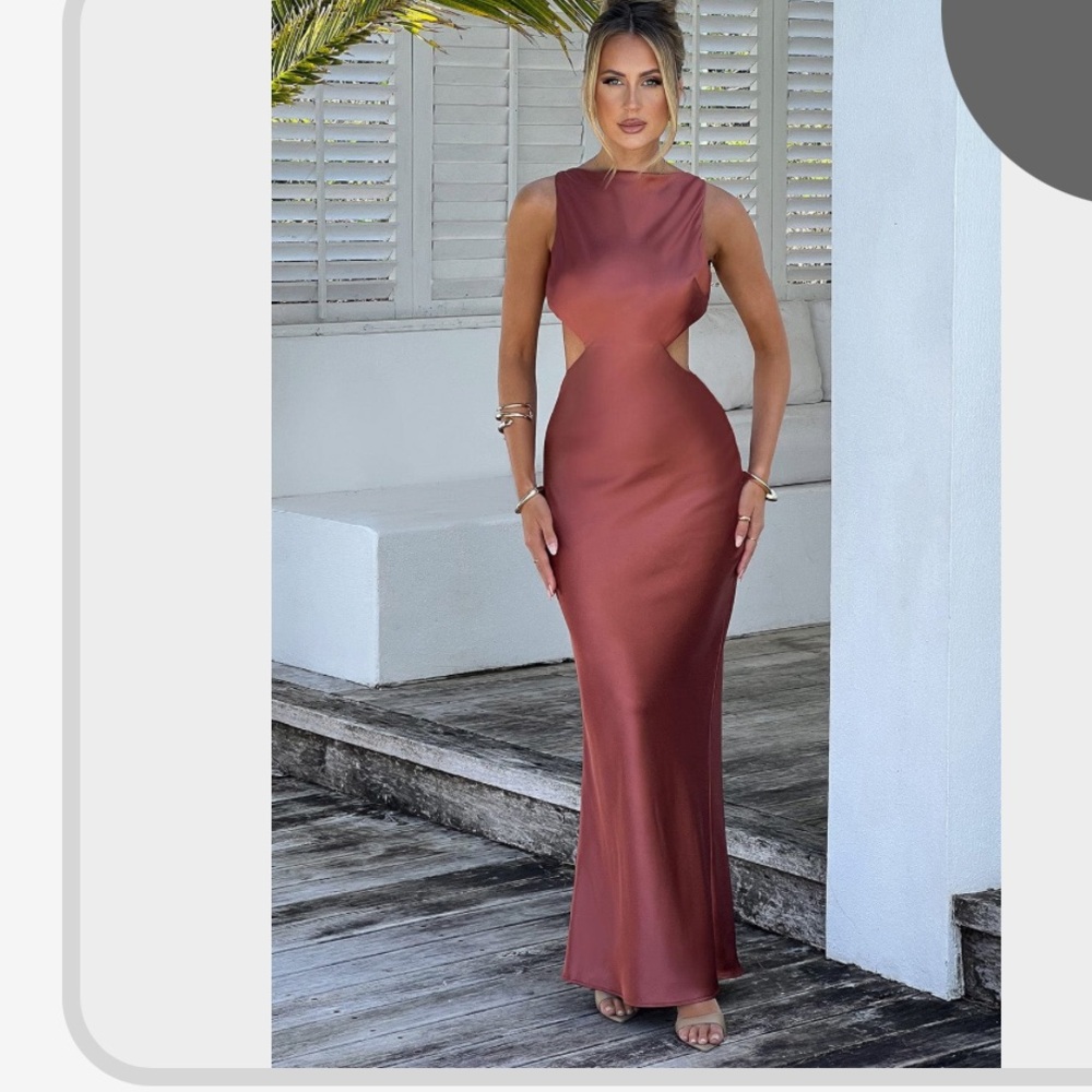 Yves Rust Babyboo backless satin maxi dress. Size L